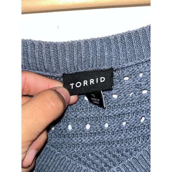 Torrid Blue Poinsettelle Crochet Short Sleeve Pullover Sweater Women's Size 5x - Picture 3 of 7